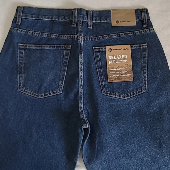 NEW Men's Relaxed Fit Denim Jeans Dark Wash Member's Mark 34/30 Durable Heavy Wt - Picture 4 of 9